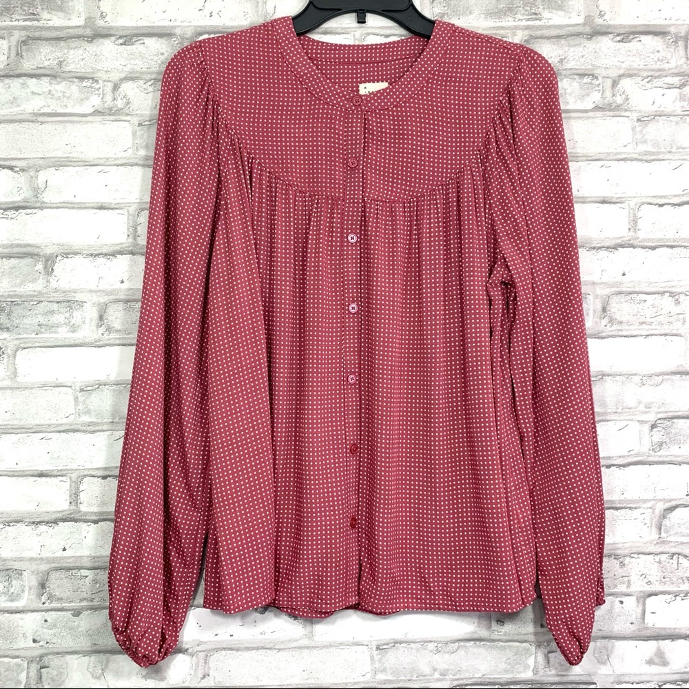 A New Day Polka Dot Long Sleeve Button Down Blouse